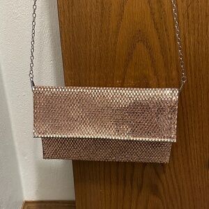 Elegant Rose Gold Clutch with Chain Strap